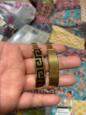 Gold-Tone Greek Key and Engraved Bracelet Set - Women